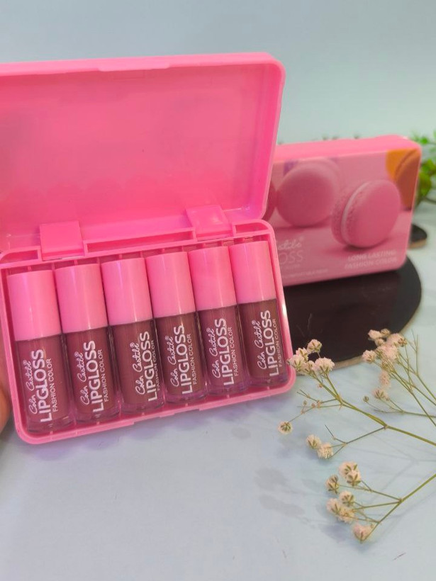 قیمت خرید پک رژ مایع ۶ عددی با بوی شکلات کالر کاستل طرح ماکارون