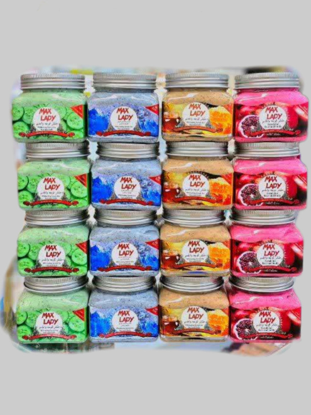 خرید اسکراب شنی صورت و بدن مکس لیدی Maxlady در 4رایحه کاربردی