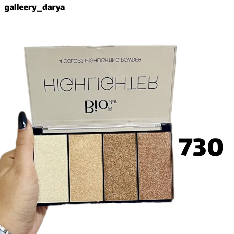 خرید آنلاین پالت هایلایتر 4رنگ بیو استار biostar شماره ۷۳۰. پوشش دهی بالا.