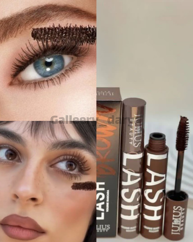 عکس از نمای روی چشم ریمل قهوه ای برند جولیوس بیوتی JULIUS BEAUTY