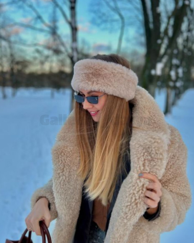 خرید اینترنتی هدبند مدل خزدار روسی رنگ بژ پرطرفدار...
